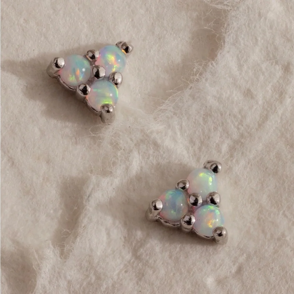 3 Pairs Silver Stud Flat Back Earrings by Caitlyn Minimalist - Picture 11 of 11